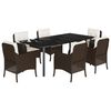 vidaXL Ensemble &agrave; manger de jardin et coussins 7 pcs marron rotin