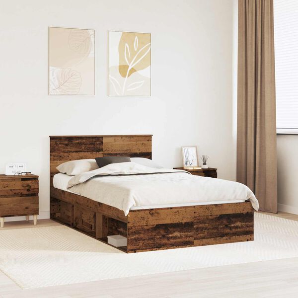 vidaXL Cadre de lit Bois ancien 120 x 200 cm Bois d'ing&eacute;nierie