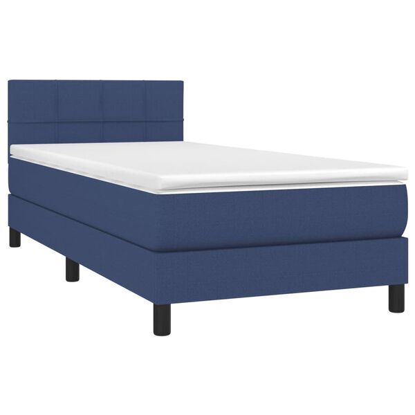 vidaXL Sommier &agrave; lattes de lit avec matelas Bleu 80x200 cm Tissu