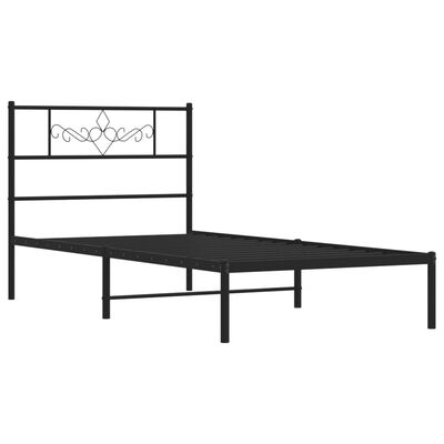 vidaXL Cadre de lit métal sans matelas avec tête de lit noir 100x190cm