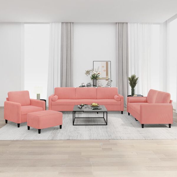vidaXL Ensemble de canap&eacute;s 4 pcs coussins d&eacute;coratifs et coussins Rose