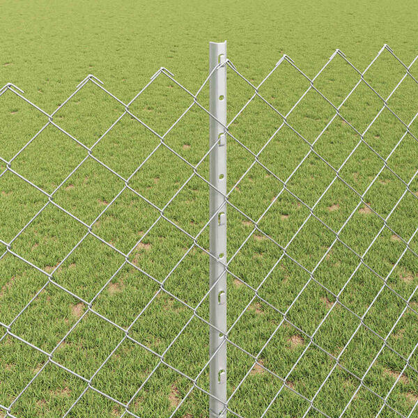 vidaXL Cl&ocirc;ture avec poteau Argent&eacute; 1,4 x 10 m Acier