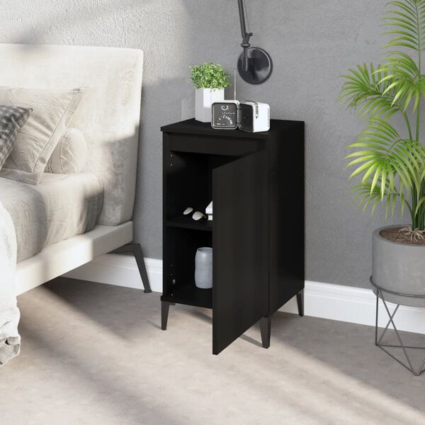 vidaXL Tables de chevet 2 pcs noir 40x35x70 cm bois d'ing&eacute;nierie