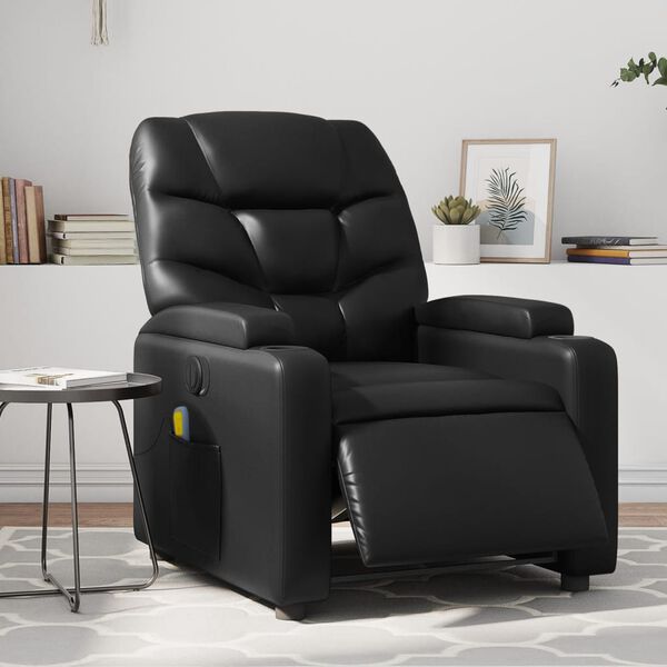 vidaXL Fauteuil de massage inclinable &eacute;lectrique noir similicuir