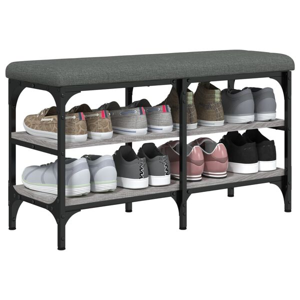 vidaXL Banc &agrave; chaussures sonoma gris 82x32x47 cm Bois d'ing&eacute;nierie