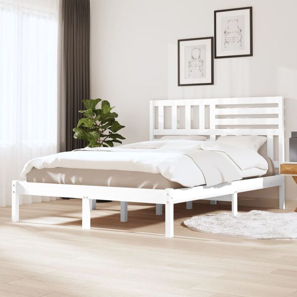 vidaXL Cadre de lit sans matelas blanc bois de pin massif 140x190 cm