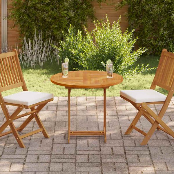 vidaXL Dessus de table Bois de teck solide Rond 2,5 cm 80 cm