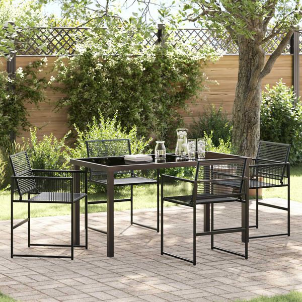 vidaXL Ensemble de salle &agrave; manger pour jardin 5 pcs Noir