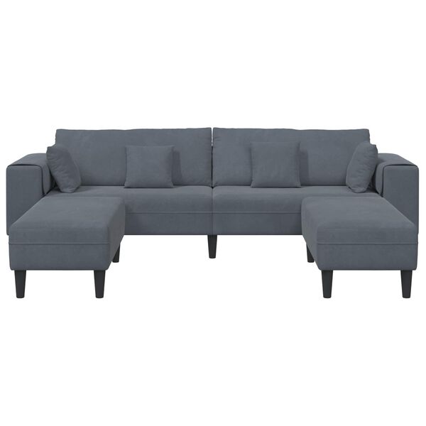 vidaXL Canap&eacute; avec coussin 3 pcs Gris fonc&eacute; Velours