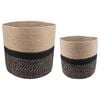 vidaXL Ensemble de Pots &agrave; Plantes 2 pc Naturel et noir &Oslash; 28 x 28 cm
