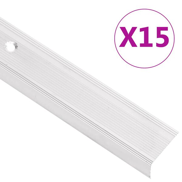 vidaXL Nez de marche forme en L 15 pcs aluminium 90 cm argent&eacute;