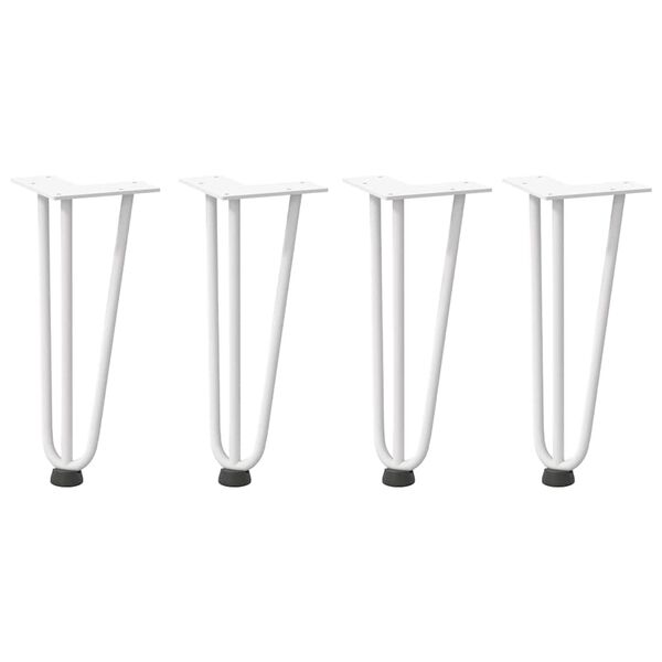 vidaXL Pieds en &eacute;pingle &agrave; cheveux pour table basse 4 pi&egrave;ces Blanc 30 cm Acier massif