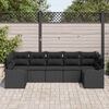 vidaXL Ensemble de canapé de jardin avec coussin 7 pcs Noir Poly rotin