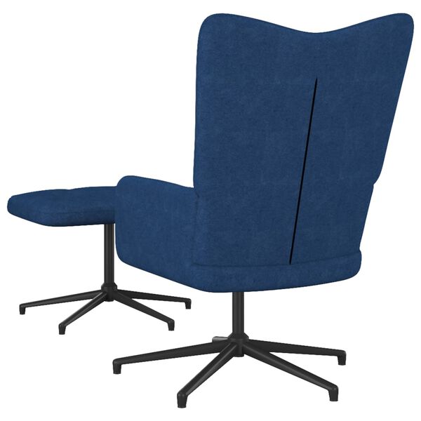 vidaXL Chaise de relaxation avec tabouret Bleu Tissu