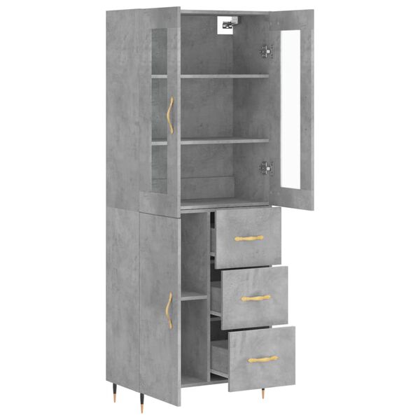 vidaXL Buffet haut Gris b&eacute;ton 69,5x34x180 cm Bois d'ing&eacute;nierie