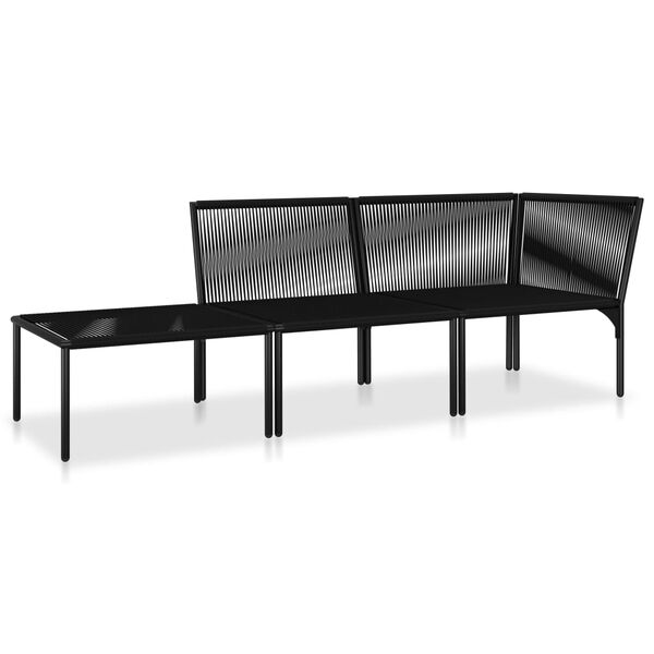 vidaXL Salon de jardin 3 pcs avec coussins Noir PVC