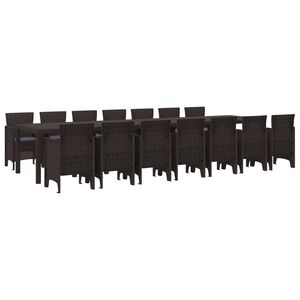 vidaXL Ensemble de salle &agrave; manger de jardin avec coussins 15 pc Marron