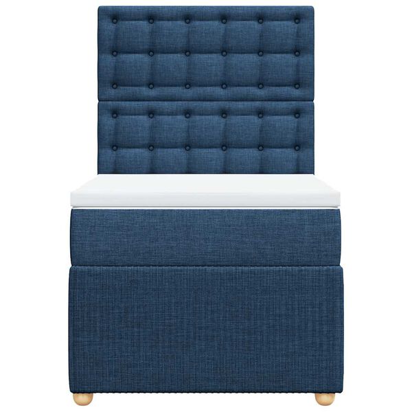 vidaXL Sommier &agrave; lattes de lit avec matelas Bleu 90x190 cm Tissu
