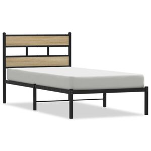 vidaXL Cadre de lit en m&eacute;tal sans matelas ch&ecirc;ne sonoma 90x190 cm