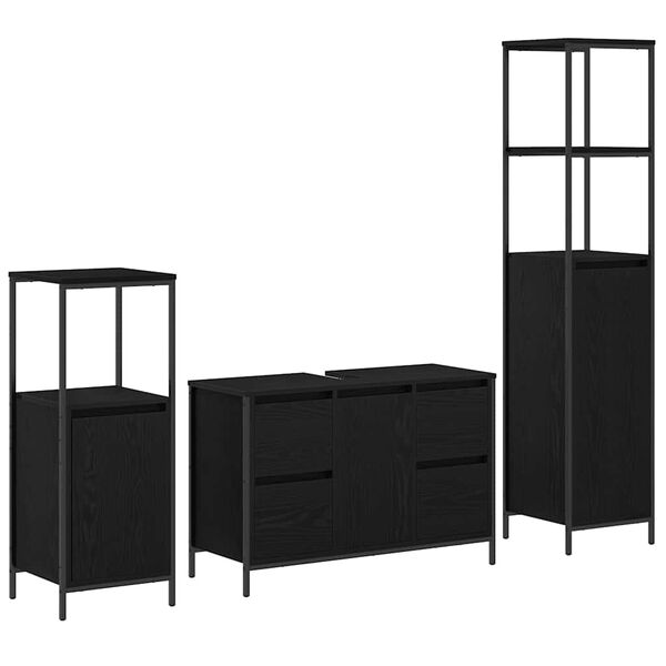 vidaXL Ensemble de mobilier de salle de bain 3 pcs Chêne noir