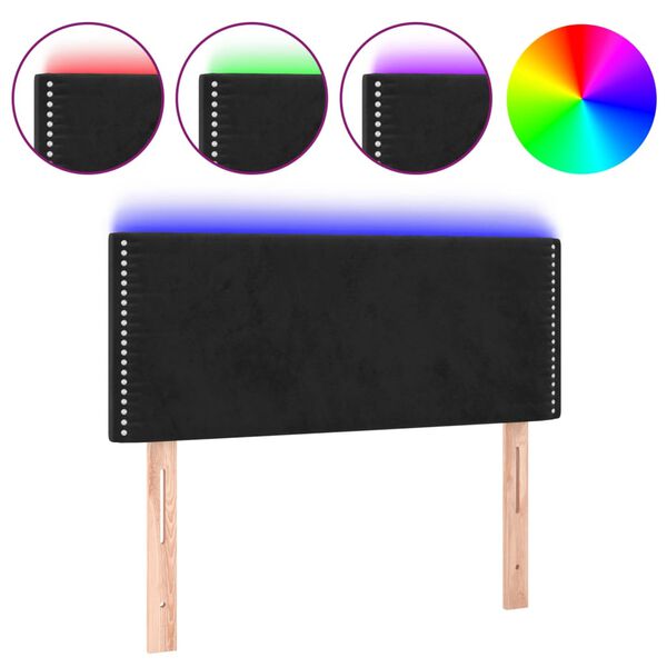 vidaXL T&ecirc;te de lit &agrave; LED Noir 100x5x78/88 cm Velours