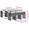 vidaXL Ensemble &agrave; manger de jardin coussins 7pcs Noir R&eacute;sine tress&eacute;e