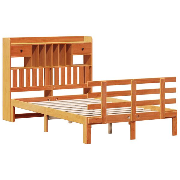 vidaXL Lit biblioth&egrave;que sans matelas cire marron 120x190cm pin massif