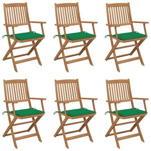 vidaXL Chaises pliantes 6 pi&egrave;ces avec coussins en bois d'acacia massif