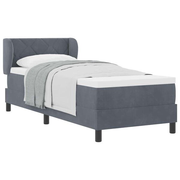 vidaXL Lit &agrave; ressorts avec matelas Gris fonc&eacute; 80 x 200 cm Velours