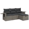 vidaXL Salon de jardin 4 pcs avec coussins gris r&eacute;sine tress&eacute;e