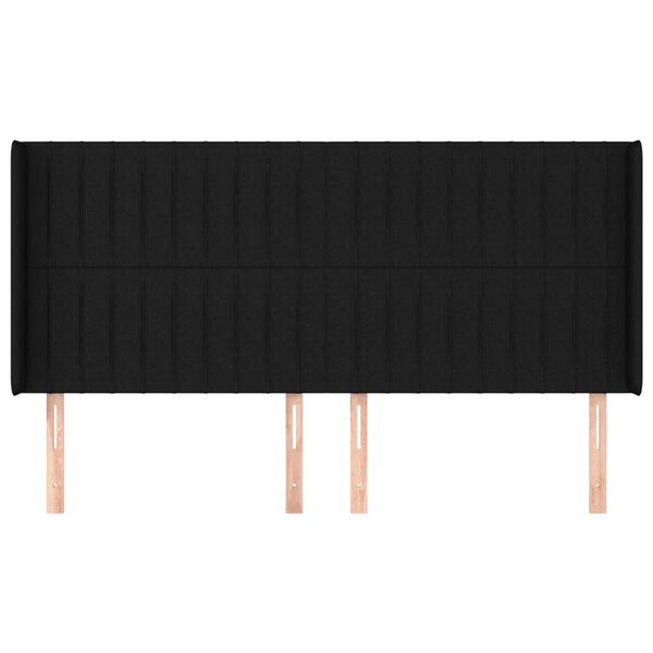 vidaXL T&ecirc;te de lit avec oreilles Noir 203x16x118/128 cm Tissu