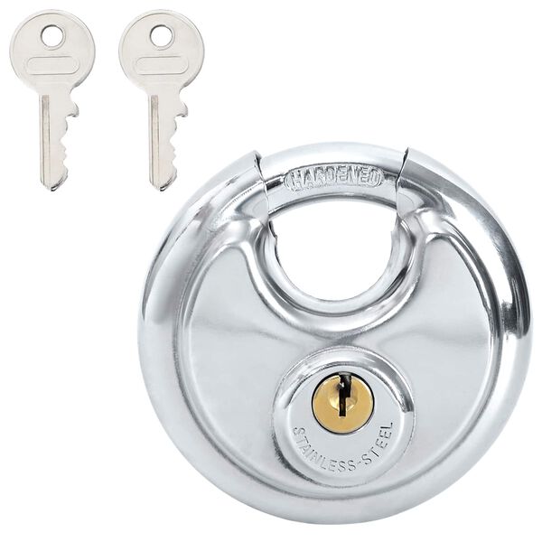 vidaXL Serrures Discus avec Cl&eacute;s 2 pcs Argent 8 x 2.8 x 8 cm