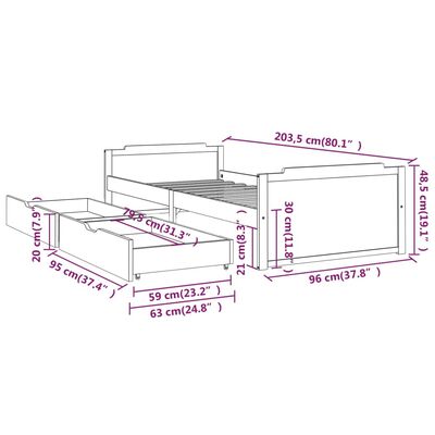 vidaXL Cadre de lit sans matelas blanc bois de pin massif 90x200 cm