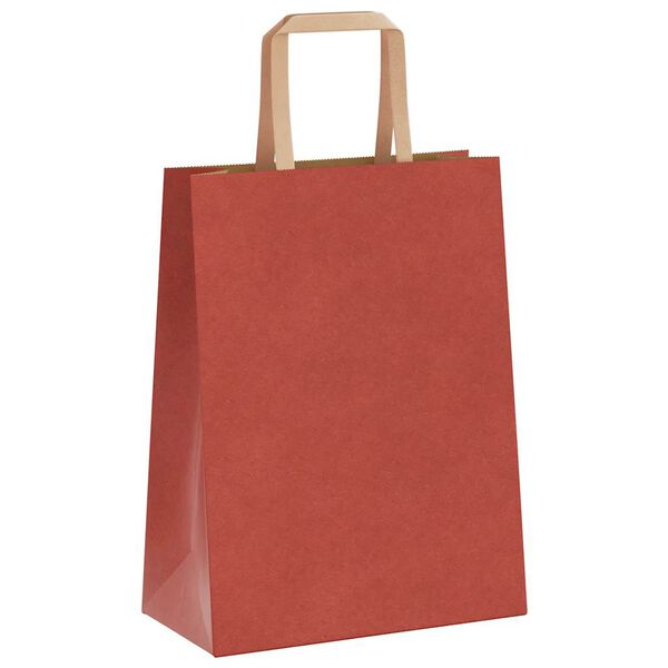 vidaXL Sacs en papier 50 pcs avec poign&eacute;es rouge 21x11x28 cm