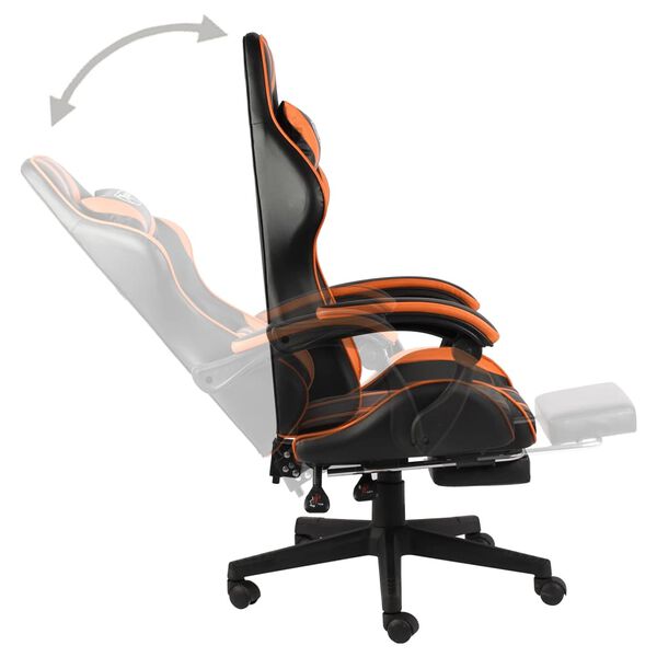 vidaXL Fauteuil de jeux vidéo et repose-pied Noir et orange Similicuir