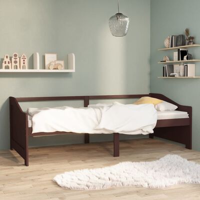 vidaXL Lit de repos 3 places sans matelas Marron foncé 90x200 cm