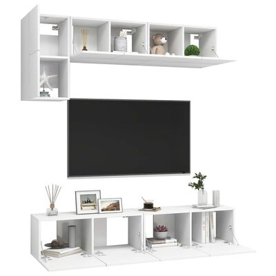 vidaXL Ensemble de meubles TV 5 pcs Blanc Bois d'ingénierie