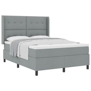 vidaXL Lit &agrave; ressorts avec matelas Gris clair 140 x 190 cm tissu