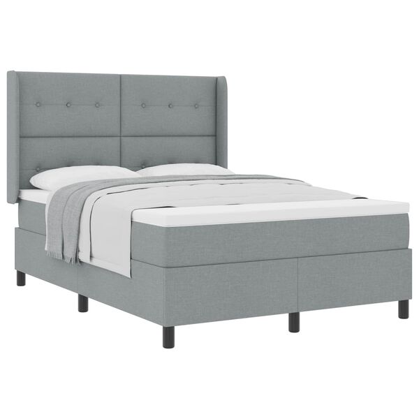 vidaXL Lit &agrave; ressorts avec matelas Gris clair 140 x 190 cm tissu