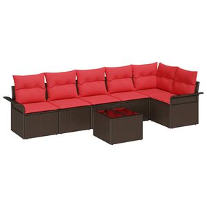 vidaXL Ensemble de canap&eacute; de jardin 7 pcs Marron polyrotin
