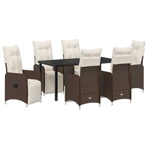 vidaXL Ensemble de salle &agrave; manger pour jardin 7 pcs Marron polyrotin
