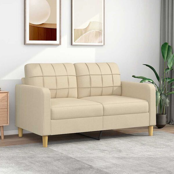 vidaXL Canap&eacute; &agrave; 2 places Cr&egrave;me 140 cm Tissu