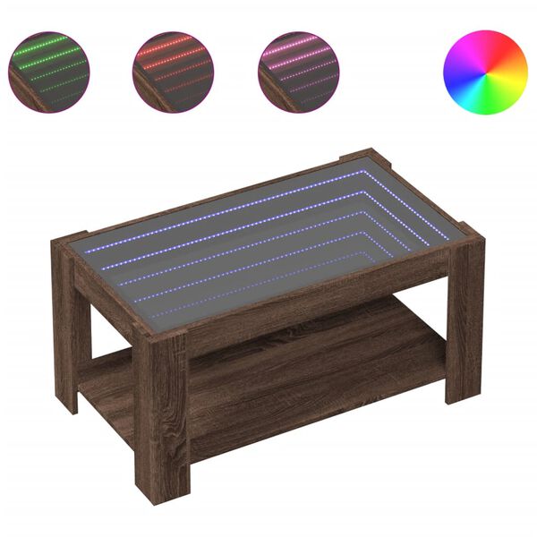 vidaXL Table basse avec LED chêne marron 93x53x45 cm bois d'ingénierie