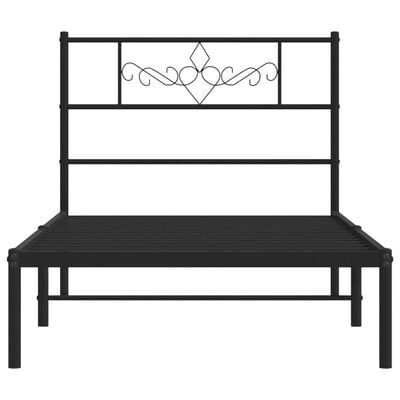 vidaXL Cadre de lit métal sans matelas avec tête de lit noir 100x190cm