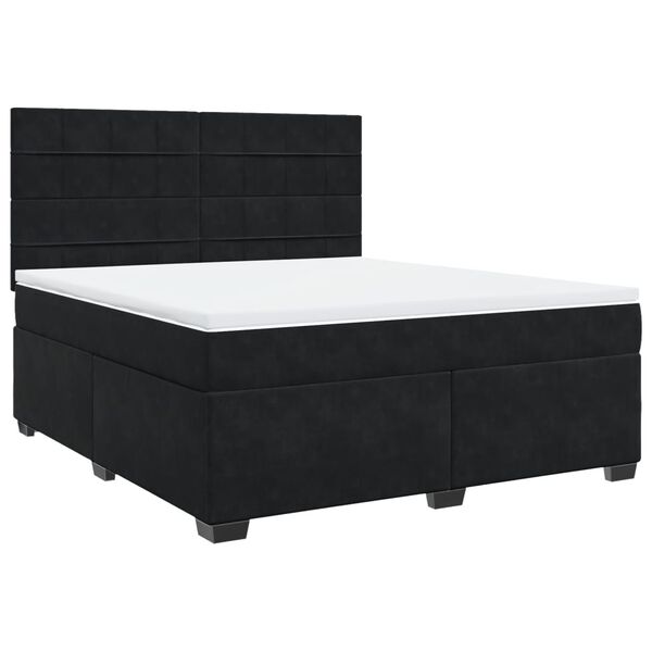 vidaXL Sommier &agrave; lattes de lit avec matelas Noir 180x200 cm Velours