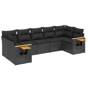 vidaXL Salon de jardin 7 pcs avec coussins noir r&eacute;sine tress&eacute;e