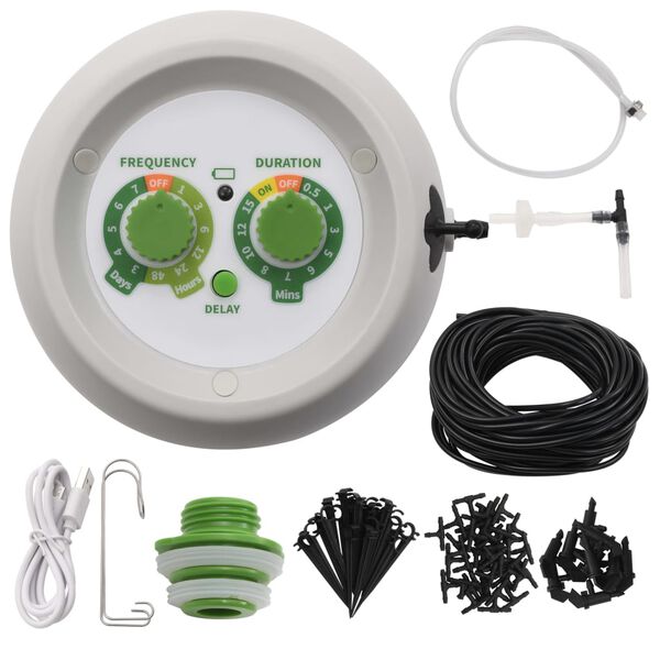 vidaXL Kit d'arrosage int&eacute;rieur auto goutte-&agrave;-goutte avec r&eacute;gulateur