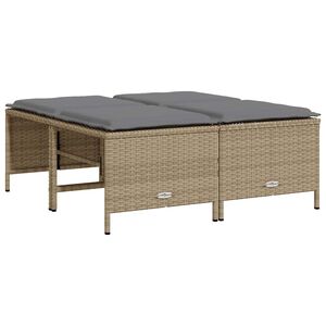 vidaXL Tabourets de jardin avec coussins lot de 4 beige r&eacute;sine tress&eacute;e