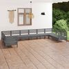 vidaXL Salon de jardin 10 pcs Gris Bois de pin massif