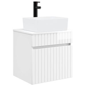 vidaXL Meuble de lavabo mural Blanc brillant 49 x 41 x 63 cm